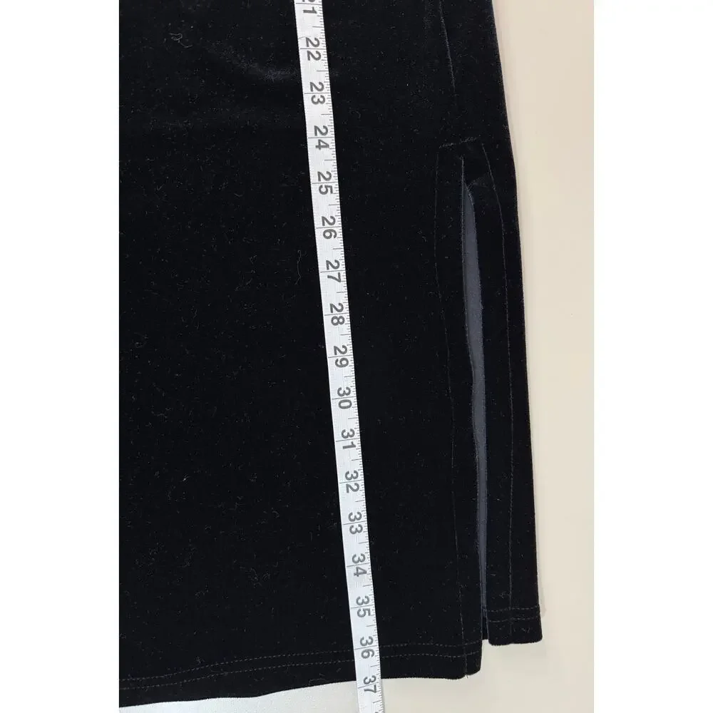 Vintage 90s Y2K Black Velvet Maxi XL Skirt Spooky Halloween Witchy WhimsyGoth - Picture 8 of 9